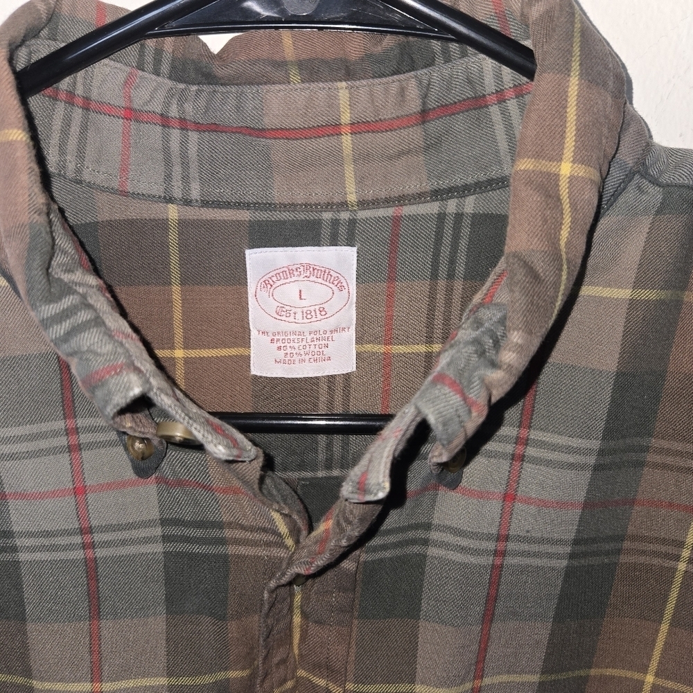 Brooks Brothers button shirt the original polo Brooke's flannel Sz large. - Picture 2 of 5